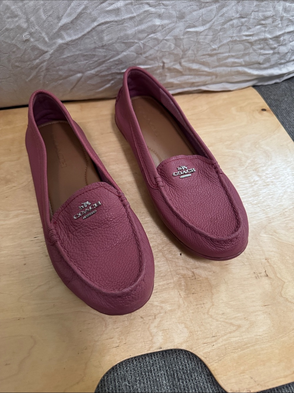 Coach Leather Driving Loafers in Dusty Rose
